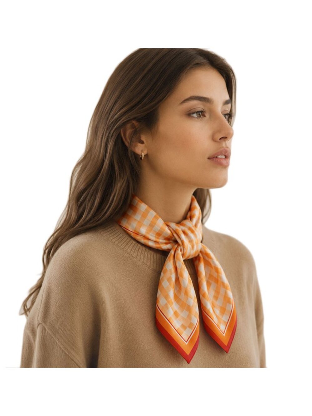 Tigerstars Orange Gingham Pattern Fall Fashion Square Bandana Scarf